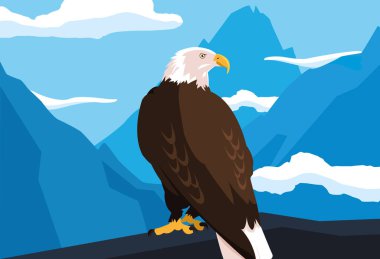 kel kartal kuş manzara ile dalında