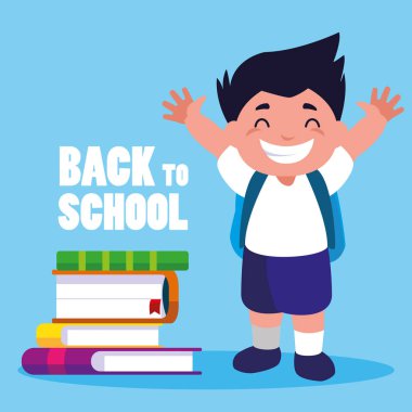 küçük öğrenci çocuk okul kitapları ile