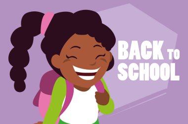 küçük öğrenci kız okul çantası ile siyah