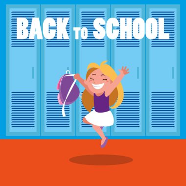 mutlu öğrenci kız okul salonunda