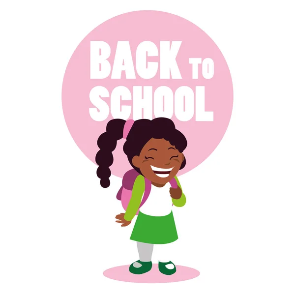 Kleines studentisches Mädchen schwarz mit Schultasche — Stockvektor