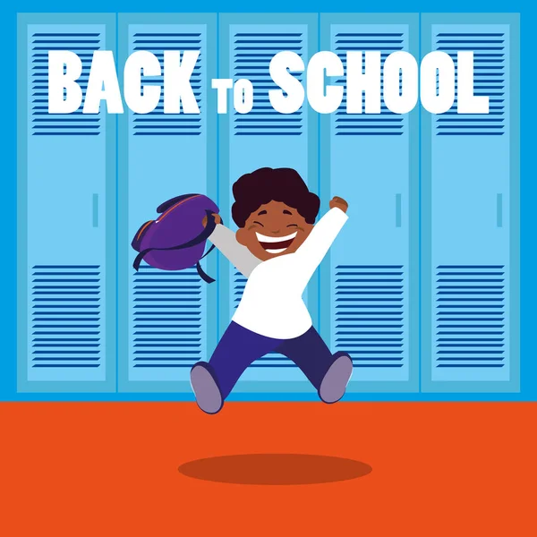 Glücklicher Student schwarzer Junge in der Schulaula — Stockvektor