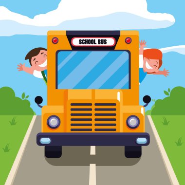 okul otobüsü çocuklarda mutlu öğrenciler