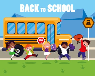 okul otobüsü çocuklarda mutlu öğrenciler sahnesi durdurmak