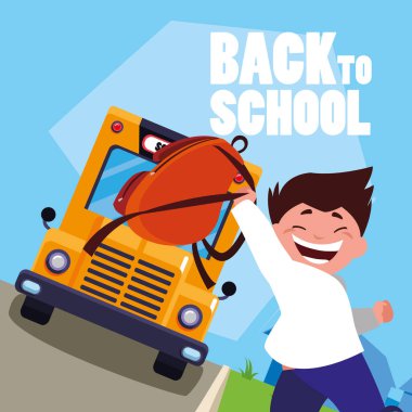 okul otobüsü mutlu öğrenci çocuk sahnesi durdurmak