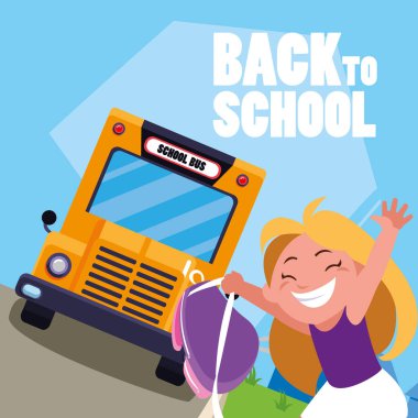 mutlu öğrenci kız okul otobüsünde sahnesi durdurmak