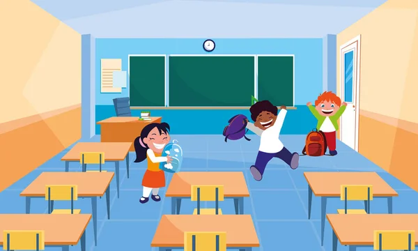 Petits élèves enfants dans la classe — Image vectorielle