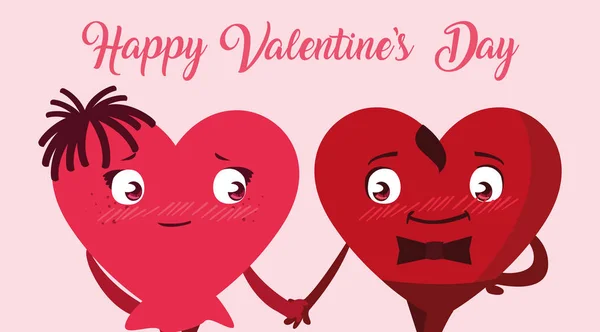 Corações bonitos casal cartão de amor — Vetor de Stock