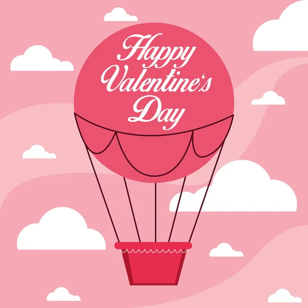 Happy Valentines Tageskarte mit Luftballon heiß — Stockvektor