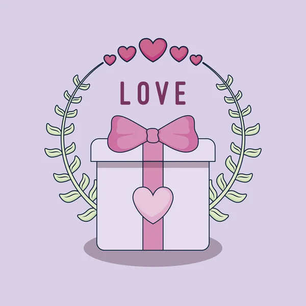 Tarjeta de amor con caja de regalo — Archivo Imágenes Vectoriales