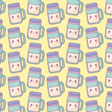 şirin içecek kavanoz kawaii karakter deseni