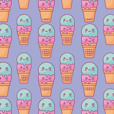 şirin dondurmalar kawaii karakter deseni