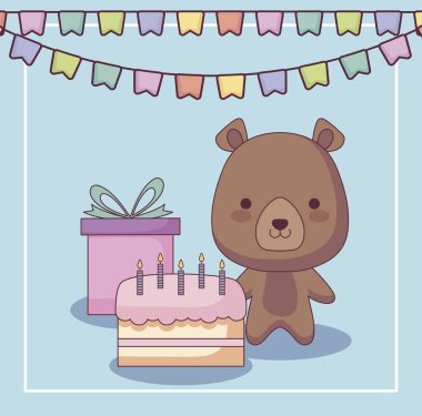 sevimli ayı teddy mutlu Doğum günü kartı