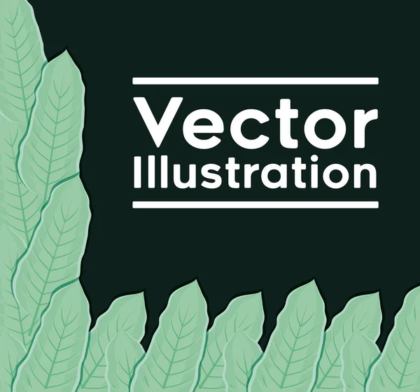 Cadre décoratif avec motif de plantes à feuilles — Image vectorielle