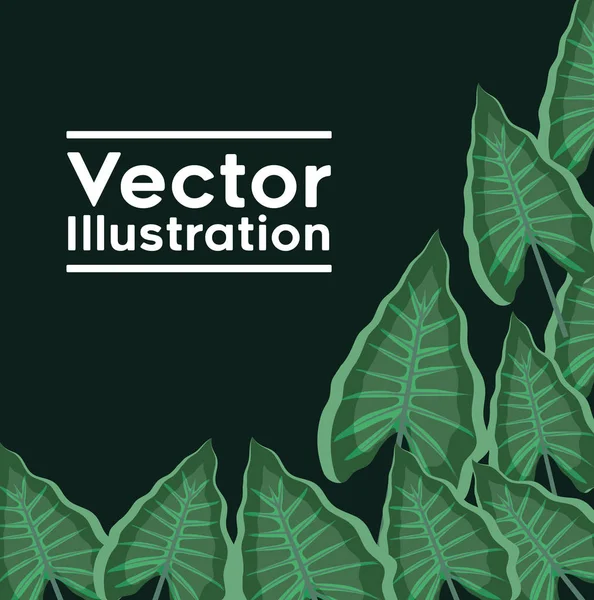 Cadre décoratif avec motif de plantes à feuilles — Image vectorielle