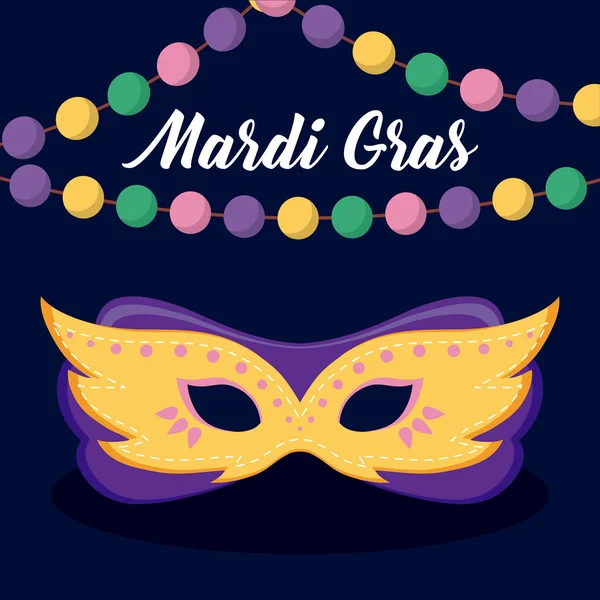 Mardi gras karty z maską — Wektor stockowy