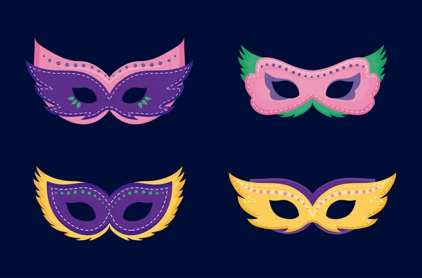 Mardi gras kaart met maskers — Stockvector