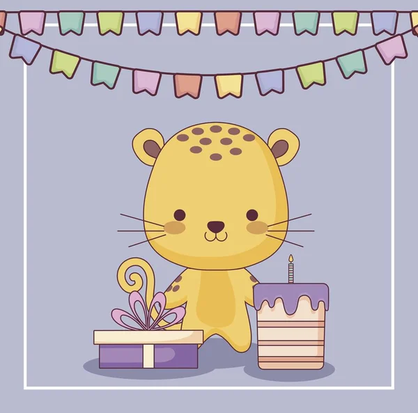かわいいトラ誕生日おめでとうカード — ストックベクタ