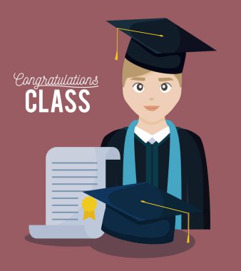 Mezuniyet Sınıfı kutlama kartı mezun olunan çocukla