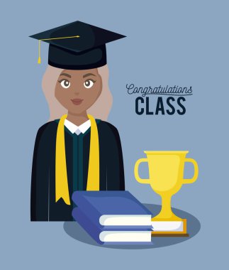 Mezuniyet Sınıfı kutlama kartı ile mezun kız