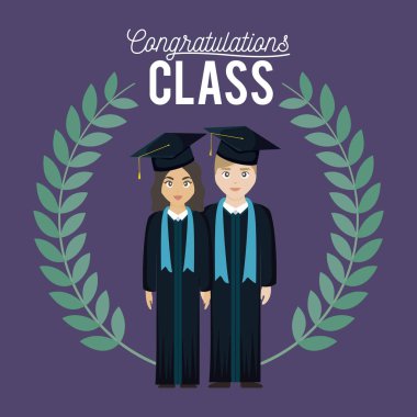 Mezuniyet Sınıfı kutlama kartı mezun çift