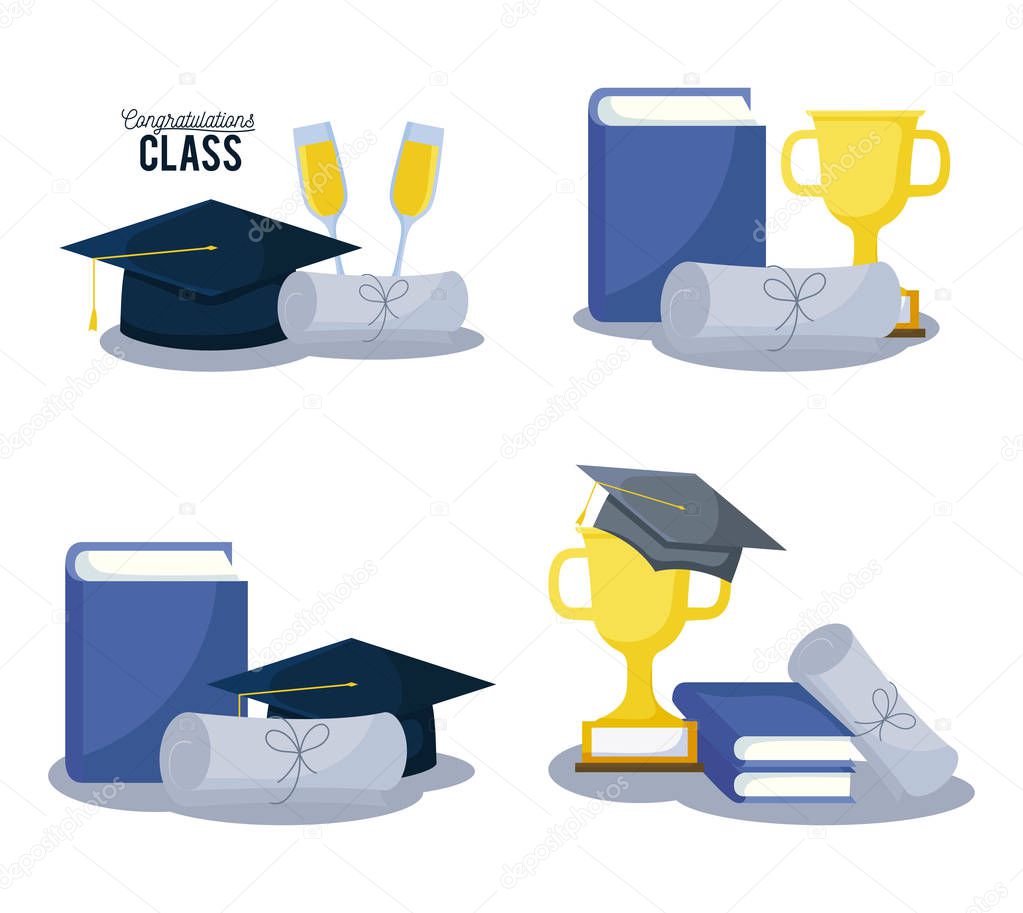 graduation class card set icons