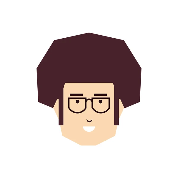 Cabeza del joven con gafas graduadas — Vector de stock