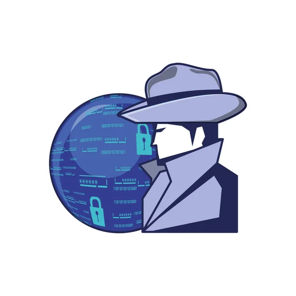 Cyber security agent met bol browser — Stockvector