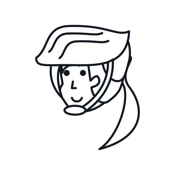 Head of woman cyclist with helmet security — Stock Vector