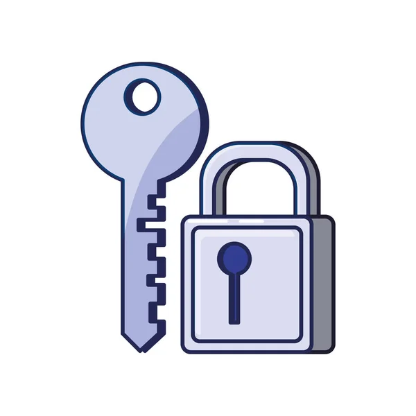 Safe secure padlock with key — Stock Vector