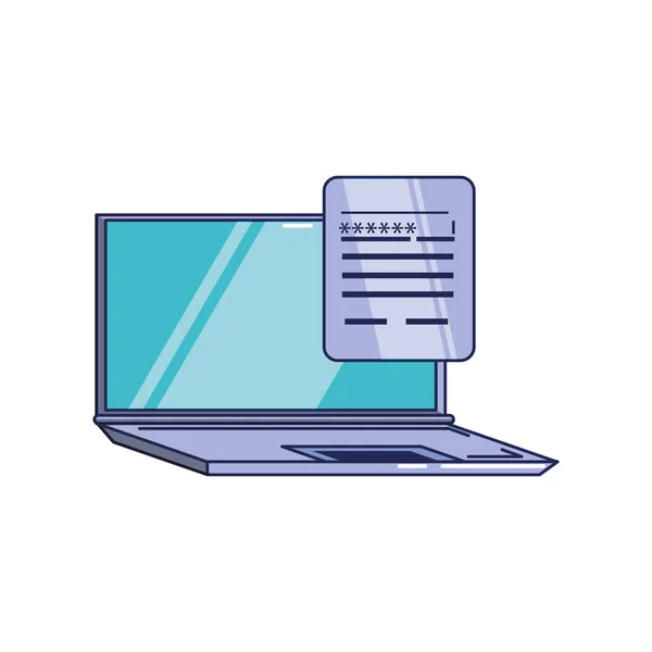Laptop und Dokument mit Passwort — Stockvektor