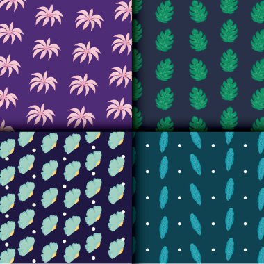 güzel çiçekler ve yapraklar küme desenleri