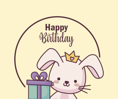 sevimli tavşan mutlu Doğum günü kartı hediye