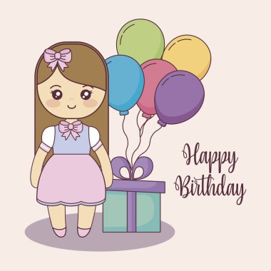 hediye kutusu ve balon helyum ile küçük kız