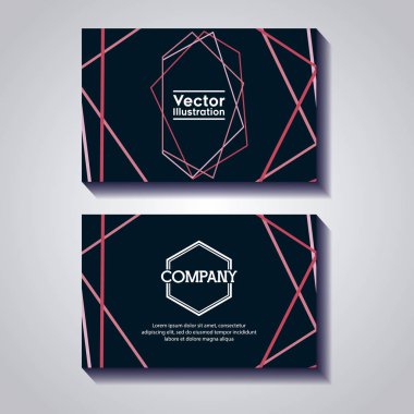 çizgiler ve şekiller ile kartvizit çifti