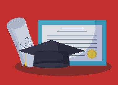 Mezuniyet Sınıfı kutlama kartı şapka ve diploma