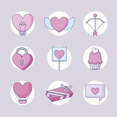 mutlu sevgililer günü Icons set