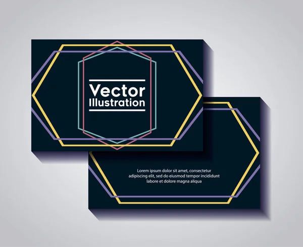 Par de tarjetas de visita con líneas y cifras — Vector de stock