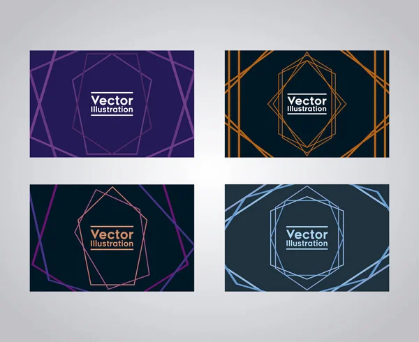 Conjunto de tarjetas de visita con líneas y cifras — Vector de stock