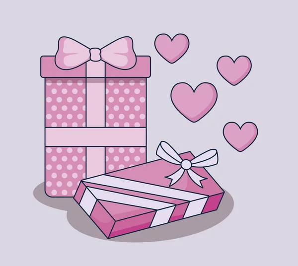 Šťastný Valentýna dárky boxy — Stockový vektor