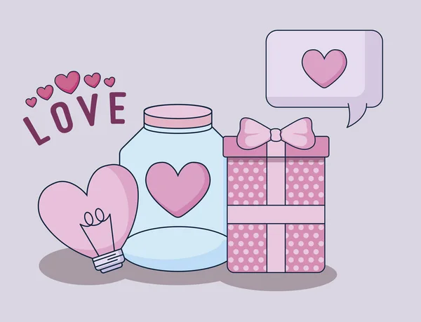 Heureux Valentines ensemble icônes jour — Image vectorielle
