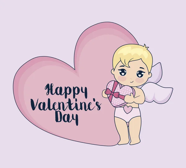 Valentine day card with cupid — Stock Vector