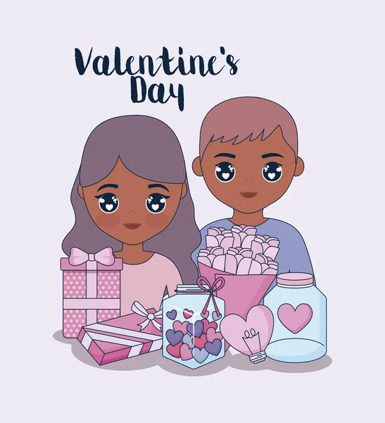 Tarjeta de San Valentín con pareja — Archivo Imágenes Vectoriales