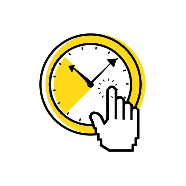 Watch time with hand cursor touching — Stock Vector