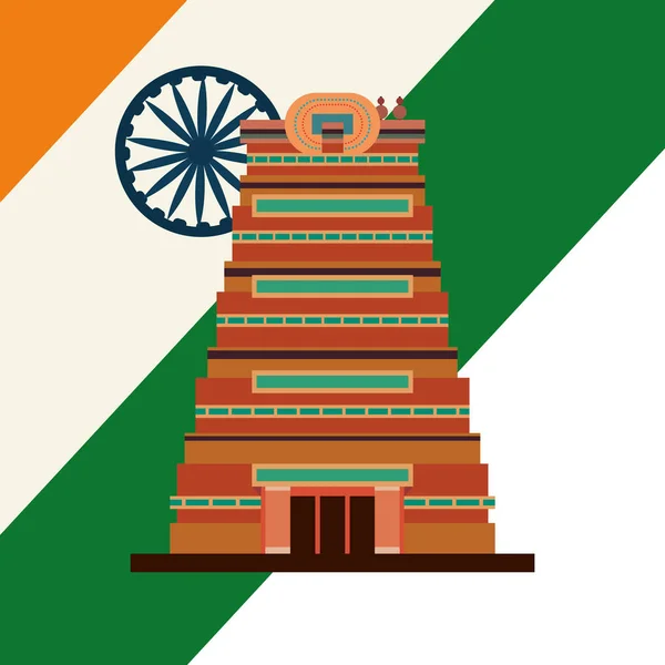 Chennai ciudad monumento bandera indio — Vector de stock