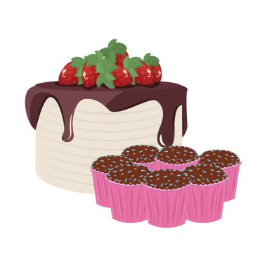 kutlama Doğum günü pastası ve cupcakes