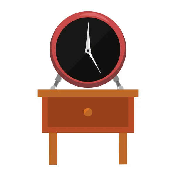 Clock on bedside table on white background — Stock Vector