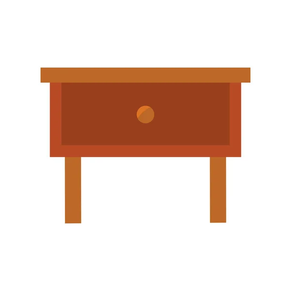 Mesa de cabeceira de madeira no fundo branco — Vetor de Stock