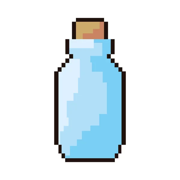 Pixel video game bottle potion — Stock Vector