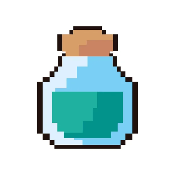 Pixel gry wideo butelka eliksiru — Wektor stockowy